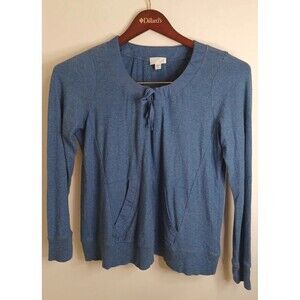 J. Jill Knit Pullover Tunic Top Small Petite Blue Longsleeve Scoop Neck Boho